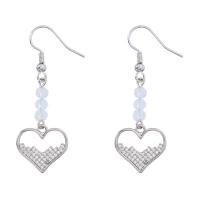Acrylic Drop Earring, Zinc Alloy, with Resin & Acrylic, Heart, silver color plated, fashion jewelry & for woman, two different colored 