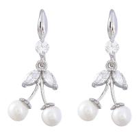 Acrylic Drop Earring, Zinc Alloy, with ABS Plastic Pearl & Acrylic, silver color plated, fashion jewelry & for woman, silver color 