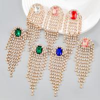 Fashion Fringe Earrings, Zinc Alloy, plated, fashion jewelry & for woman & with glass rhinestone & with rhinestone 