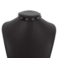 Collar , Cuero de PU, con fundición & aleación de zinc, Joyería & diferentes estilos para la opción & para mujer, Negro, 445mm, Vendido por UD