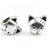 Zinc Alloy European Beads, Cat, silver color plated, DIY Approx 