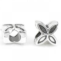 Zinc Alloy European Beads, Four Leaf Clover, silver color plated, DIY Approx 