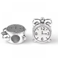Zinc Alloy European Beads, Clock, silver color plated, DIY Approx 