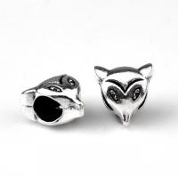 Zinc Alloy European Beads, Fox, silver color plated, DIY Approx 