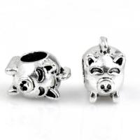 Zinc Alloy European Beads, Pig, silver color plated, DIY Approx 5mm, Approx 