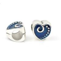 Enamel Zinc Alloy European Beads, Heart, silver color plated, DIY Approx 