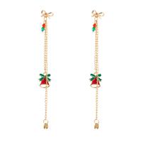 Christmas Earrings, Zinc Alloy, gold color plated, Christmas Design & for woman & enamel, mixed colors, 75mm 