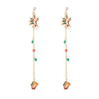 Christmas Earrings, Zinc Alloy, gold color plated, Christmas Design & for woman & enamel, mixed colors, 137mm 