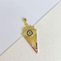 Cubic Zirconia Micro Pave Brass Pendant, Evil Eye, real gold plated, micro pave cubic zirconia & for woman, golden, 35mm 