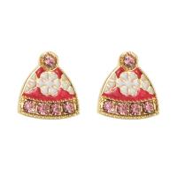 Christmas Earrings, Zinc Alloy, gold color plated, Christmas Design & for woman & enamel & with rhinestone 
