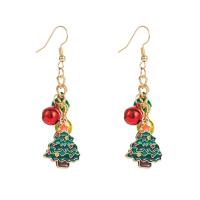 Christmas Earrings, Zinc Alloy, gold color plated, Christmas Design & for woman & enamel, mixed colors 