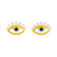 Evil Eye Earrings, Titanium Steel, gold color plated, for woman & enamel 