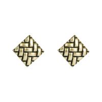 Zinc Alloy Stud Earring,  Square, antique brass color plated, for woman 