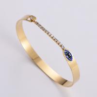 Stainless Steel Bangle, 316L Stainless Steel, gold color plated, fashion jewelry & for woman & with rhinestone, golden, 50*60mm 