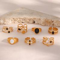 Esmalte de acero inoxidable anillo de dedo, acero inoxidable 304, chapado en color dorado, diferentes estilos para la opción & para mujer, dorado, Vendido por UD