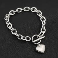Stainless Steel Charm Bracelet, 304 Stainless Steel, Heart, fashion jewelry & for woman, original color, 8mm,16mm Approx 7.09 Inch 