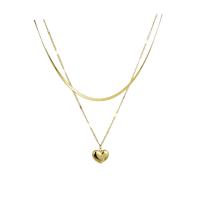 Titanium Steel Jewelry Necklace, with 5cm extender chain, Heart, Vacuum Ion Plating, Double Layer & fashion jewelry & for woman cm 