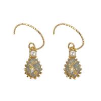 Plastic Pearl Zinc Alloy Earring, with Opal & Plastic Pearl, Teardrop, gold color plated, fashion jewelry & for woman 