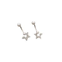 Zinc Alloy Rhinestone Drop Earring, with Plastic Pearl, Star, plated, fashion jewelry & for woman & with rhinestone 