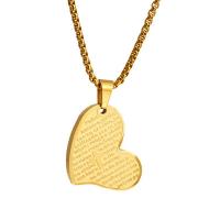 Titanium Steel Jewelry Necklace, Heart, gold color plated & for woman, gold Approx 20 Inch 