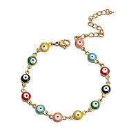 Evil Eye Jewelry Bracelet, Titanium Steel, gold color plated, for woman & enamel cm 