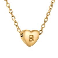 Titanium Steel Jewelry Necklace, Heart, gold color plated & for woman, gold Approx 17.7 Inch 