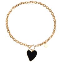 Ожерелье с эмалью из цинкового сплава , цинковый сплав, Сердце, плакирован золотом, Женский, длина:Приблизительно 16.77 дюймовый, продается PC