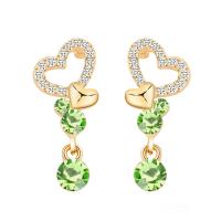 Zinc Alloy Rhinestone Drop Earring, Heart, Plating champagne gold, for woman & with glass rhinestone 