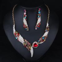 Rhinestone Zinc Alloy Jewelry Set, plated, for woman & with rhinestone, multi-colored Approx 19.68 Inch 