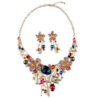 Rhinestone Zinc Alloy Jewelry Set, plated, for woman & with rhinestone, multi-colored Approx 19.68 Inch 