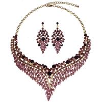 Rhinestone Zinc Alloy Jewelry Set, plated, 2 pieces & for woman & with rhinestone Approx 19.68 Inch 