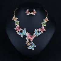 Rhinestone Zinc Alloy Jewelry Set, Butterfly, plated, 2 pieces & for woman & with rhinestone 20mm Approx 19.68 Inch 