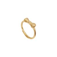 Латунь Открыть палец кольцо, Бантик, плакирован золотом, Регулируемый & Женский, продается PC