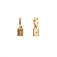Huggie Hoop Drop Earring, Латунь, плакирован золотом, ювелирные изделия моды & Женский & со стразами, Золотой, 25mm, продается Пара