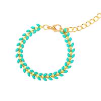 Bracelet d'émail en alliage de zinc, avec 5cm chaînes de rallonge, Placage de couleur d'or, bijoux de mode & pour femme, deux couleurs différentes cm, Vendu par brin