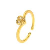 Cubic Zircon Brass Finger Ring, Heart, plated, fashion jewelry & micro pave cubic zirconia & for woman 17mm 