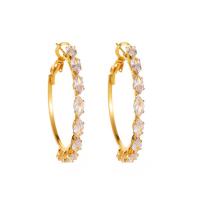 Zinc Alloy Hoop Earring, with Crystal, plated, fashion jewelry & for woman 33mm 