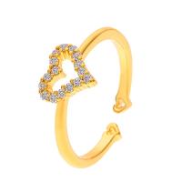 Rhinestone Brass Finger Ring, Heart, plated, fashion jewelry & for woman & with rhinestone 19mm 