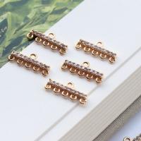 Zinc Alloy Charm Connector, gold color plated, multihole & DIY & micro pave cubic zirconia, golden Approx 