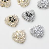 Plastic Zinc Alloy Pendants, with Plastic Pearl, Heart, plated, DIY & enamel Approx 