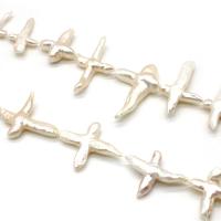 Keshi Cultured Freshwater Pearl Beads, Cross, DIY white, 17x25- Approx 14.96 Inch 