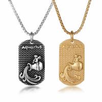 Titanium Steel Necklace, Aquarius, Vacuum Ion Plating, fashion jewelry & for man & blacken 