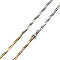 Titanio collar de cadena de acero, Partículas de acero, Recubrimiento iónico al vacío, longitud diferente para la opción & para hombre & 2-tono, color mixto, 3mm, Vendido por UD