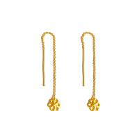 Brass Thread Through Earrings, Flower, gold color plated, fashion jewelry & for woman, golden, 8mm,98mm 