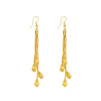 Fashion Fringe Earrings, Brass, Teardrop, gold color plated, fashion jewelry & for woman, golden, 93mm 