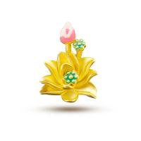 Brass Flower Pendants, gold color plated, DIY & enamel, golden 
