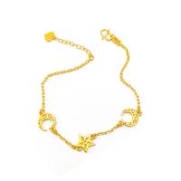 Bracelets en laiton, Lune et Etoile, Placage de couleur d'or, bijoux de mode & pour femme, doré .5 cm, Vendu par PC