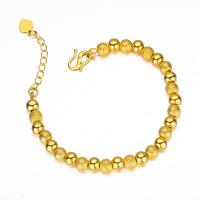 Brass Bracelets, with 4cm extender chain, Round, gold color plated, fashion jewelry & for woman, golden, 6mm cm 