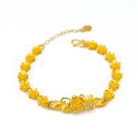 Bracelets en laiton, fleur, Placage de couleur d'or, bijoux de mode & pour femme, doré .5 cm, Vendu par PC