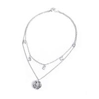 Ожерелье ручной латунные, Латунь, плакирован серебром, Двойной слой & Женский, серебряный, длина:62 см, продается Пара